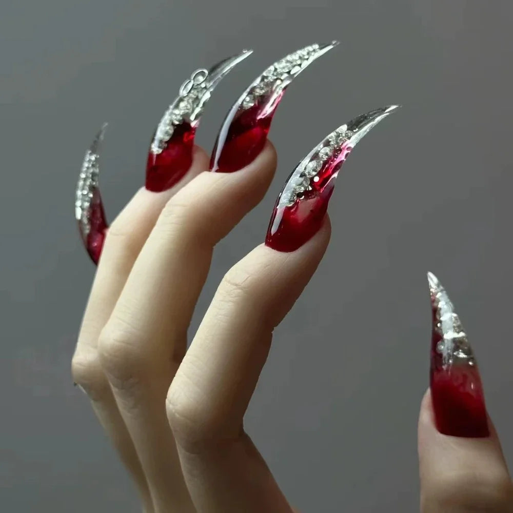 Bridal Rhinestone Stiletto Press-On Nails