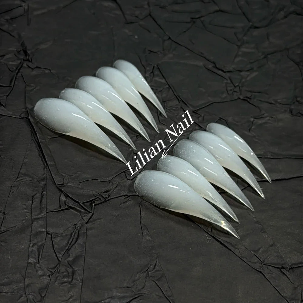 Marble Glitter Stiletto Press-On Nails