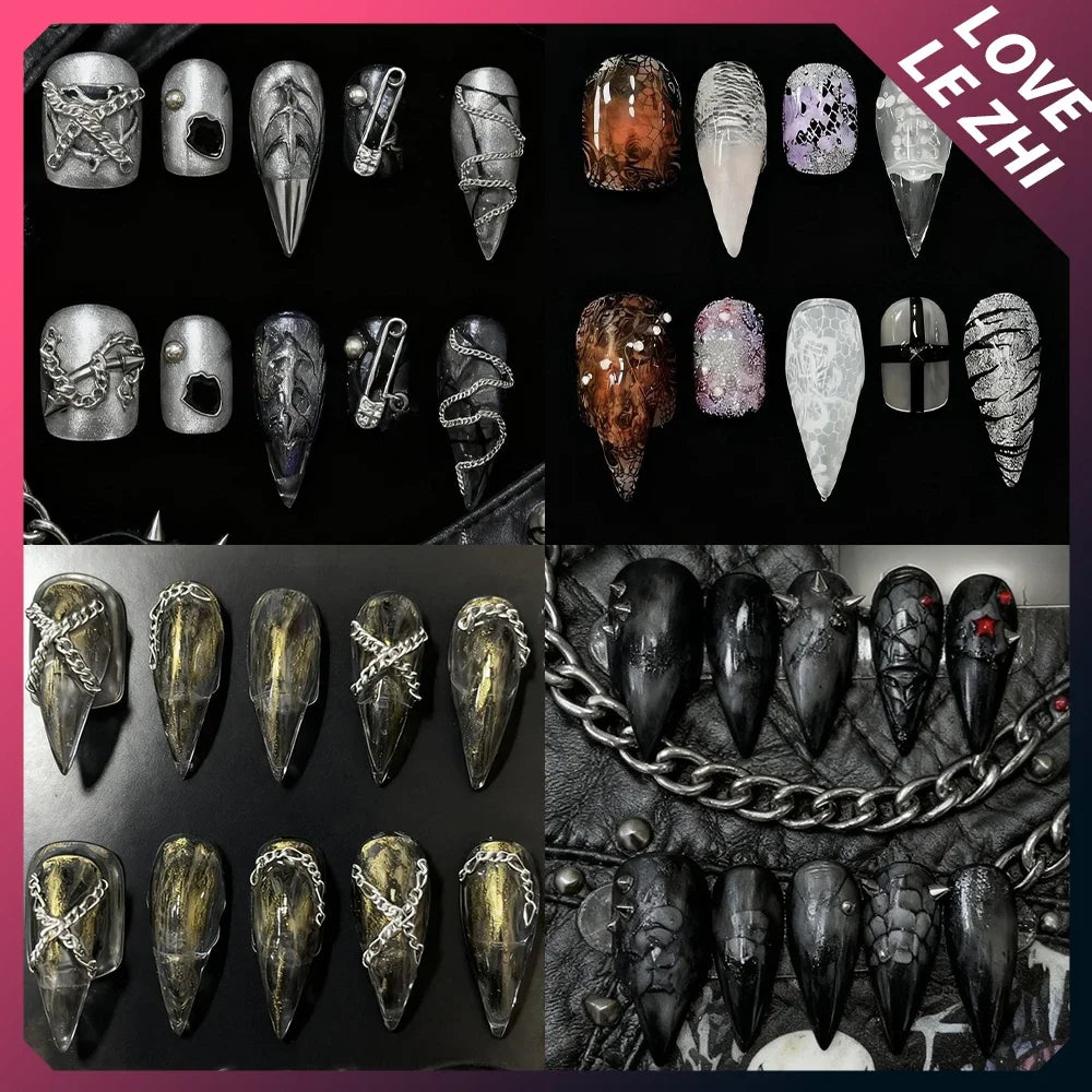 Chain & Spike Gothic Stiletto Press-On Nails