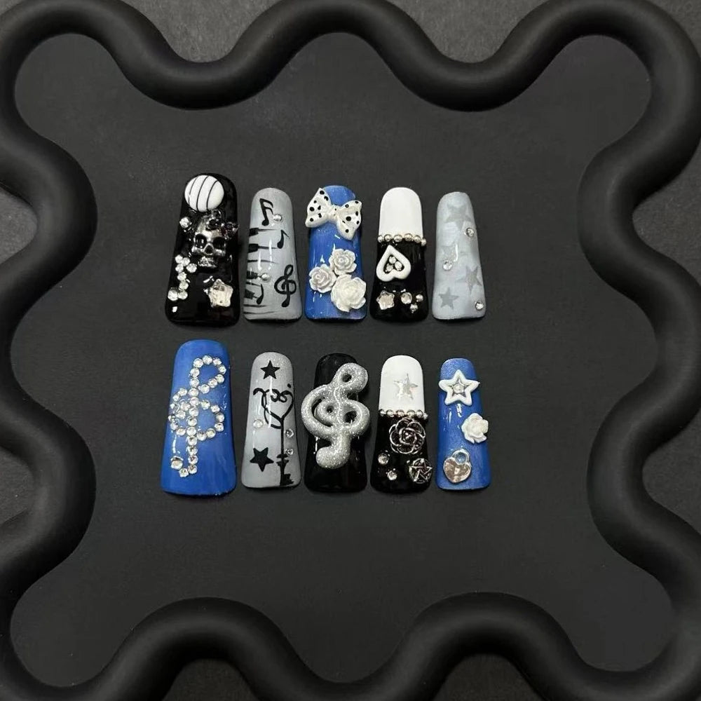 Gothic Cross & Skull Press-On Nails