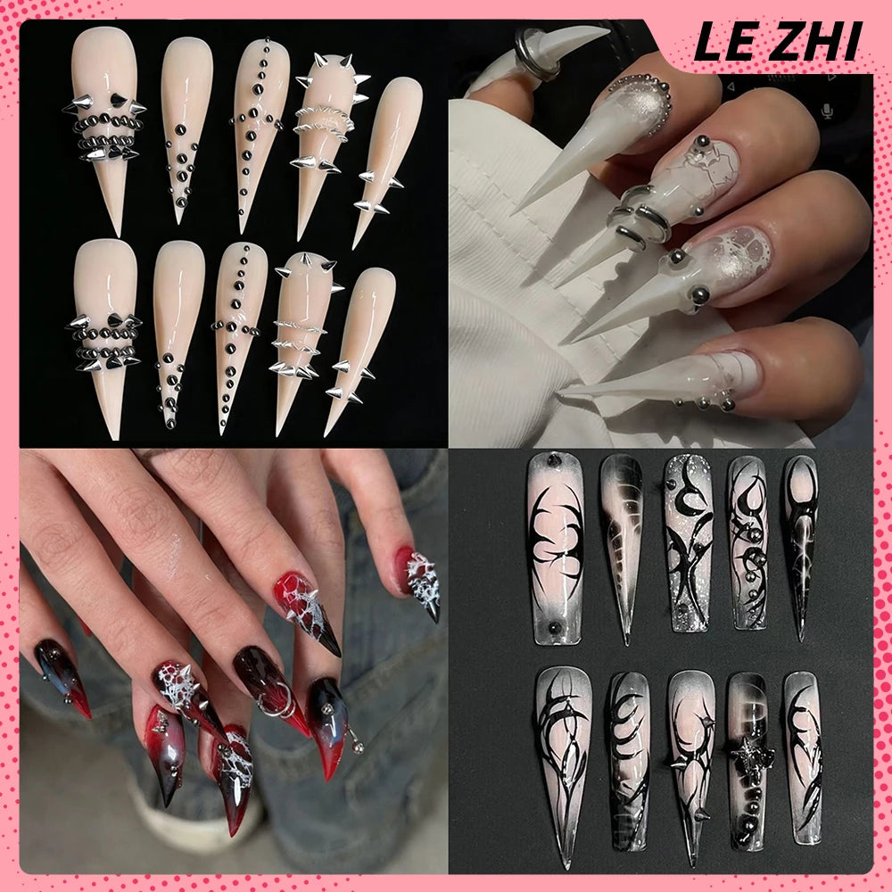 Punk Spike Long Stiletto Press-On Nails