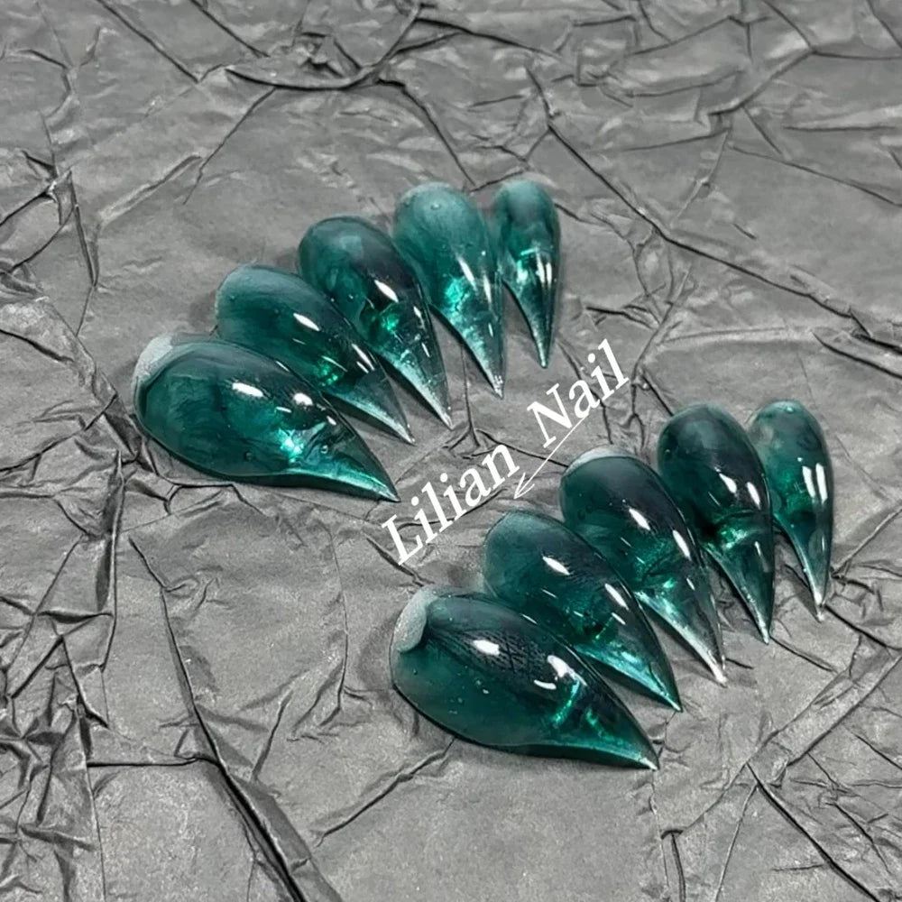 Marble Glitter Stiletto Press-On Nails