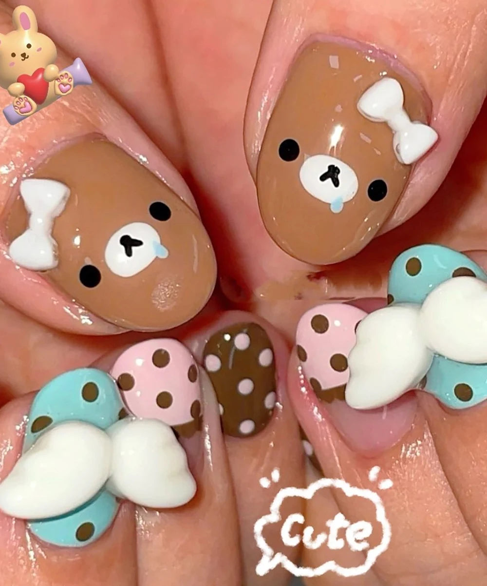 Kawaii Rilakkuma Bear Press-On Nails