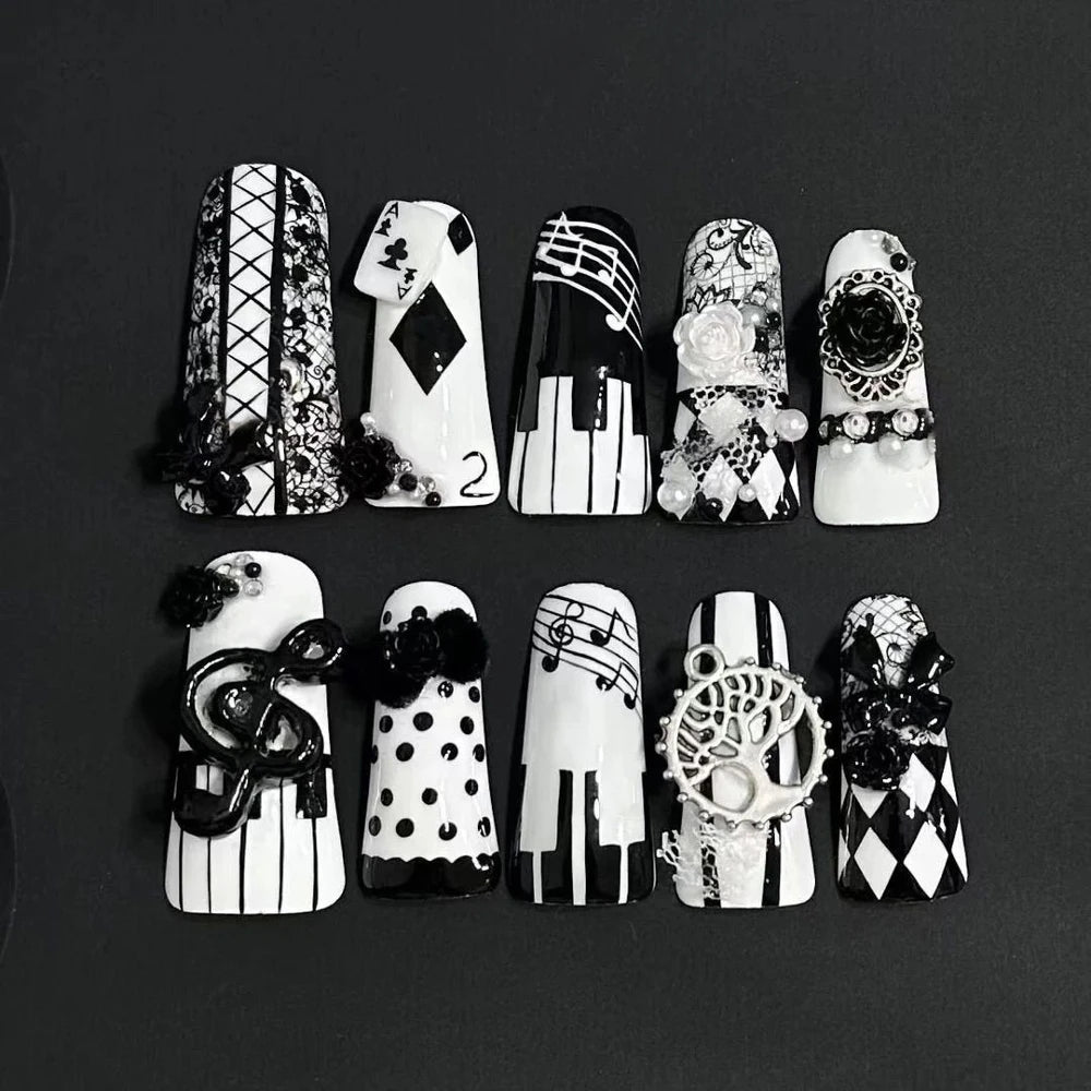 Gothic Cross & Skull Press-On Nails