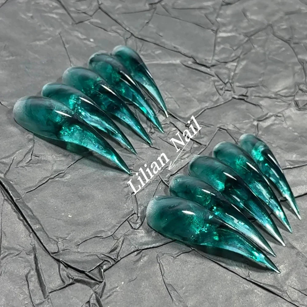 Marble Glitter Stiletto Press-On Nails