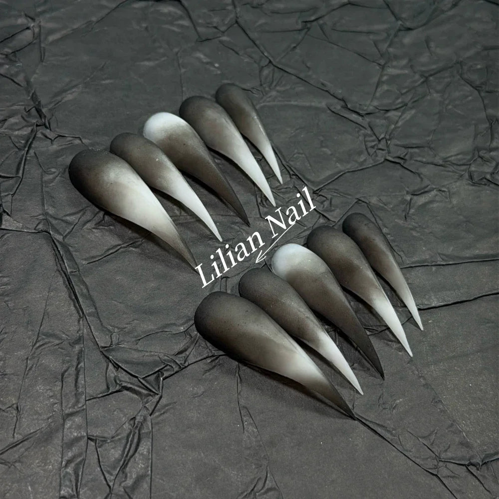 Marble Glitter Stiletto Press-On Nails