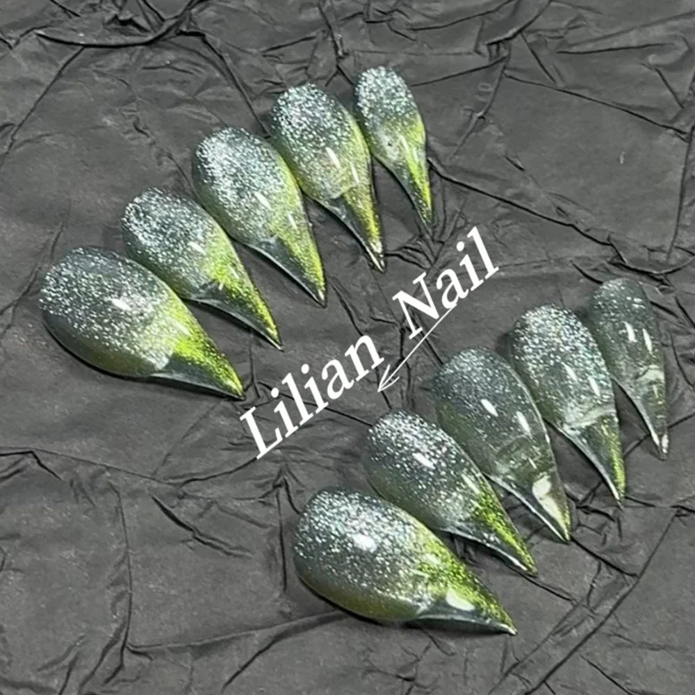 Marble Glitter Stiletto Press-On Nails