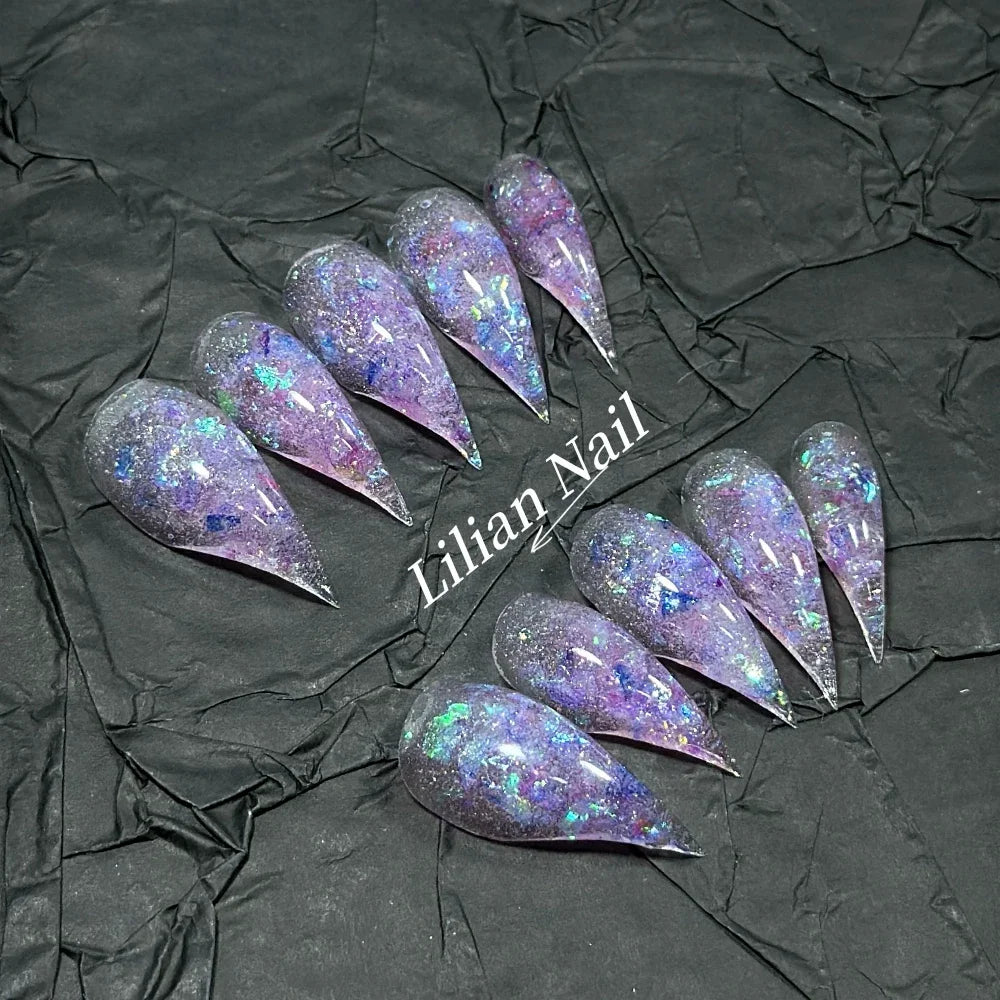 Marble Glitter Stiletto Press-On Nails