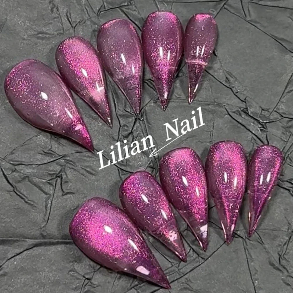 Marble Glitter Stiletto Press-On Nails