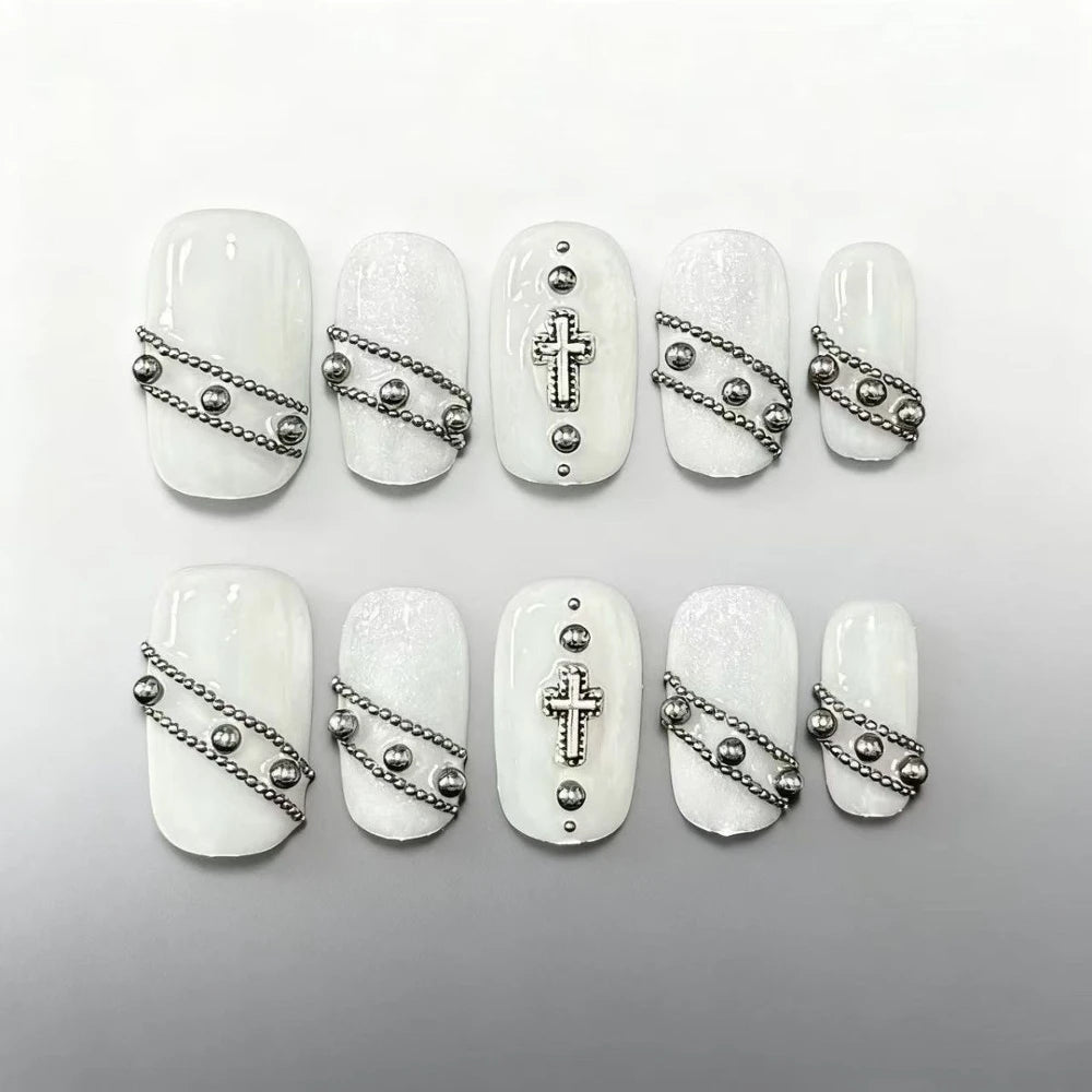 Gothic Cross & Skull Press-On Nails
