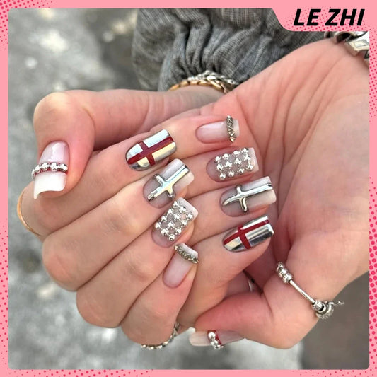 Gothic Black & White Stiletto Press-On Nails