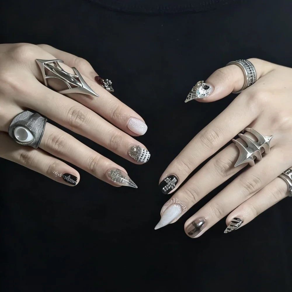 Chain & Spike Gothic Stiletto Press-On Nails