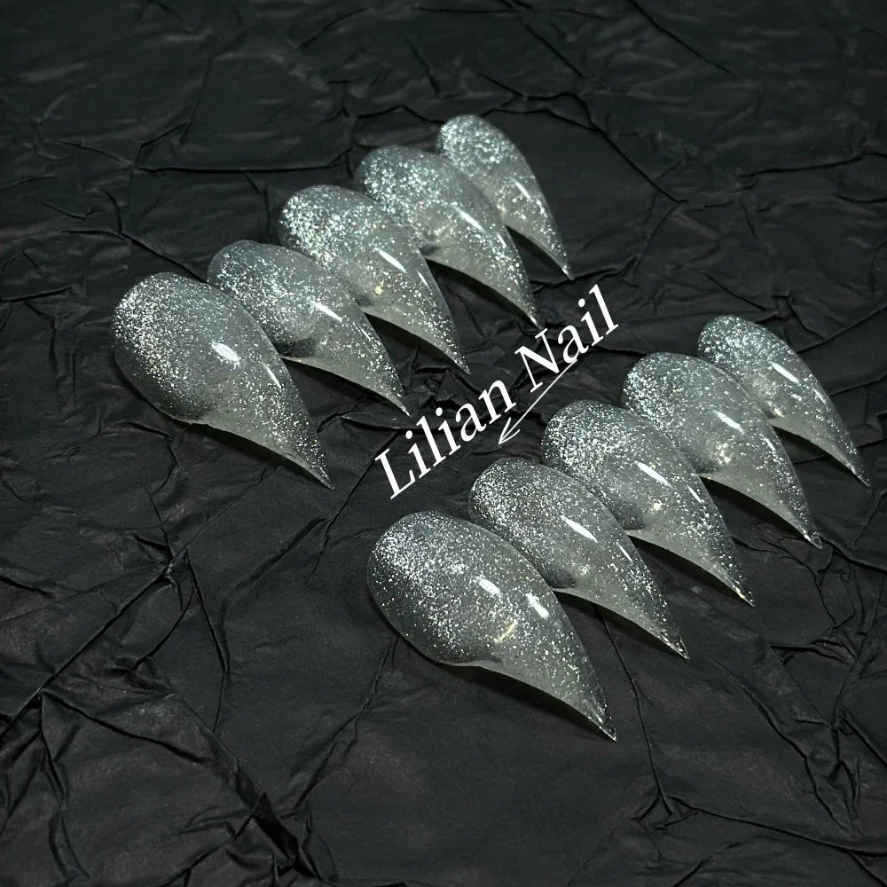 Marble Glitter Stiletto Press-On Nails
