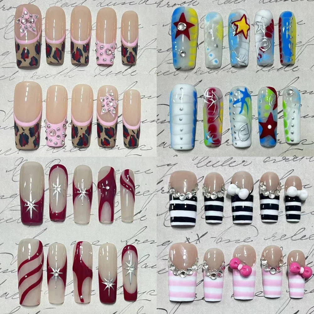 Mixed Y2K Square Press-On Nails — Variety Pack