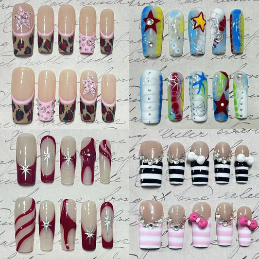 Mixed Y2K Square Press-On Nails — Variety Pack