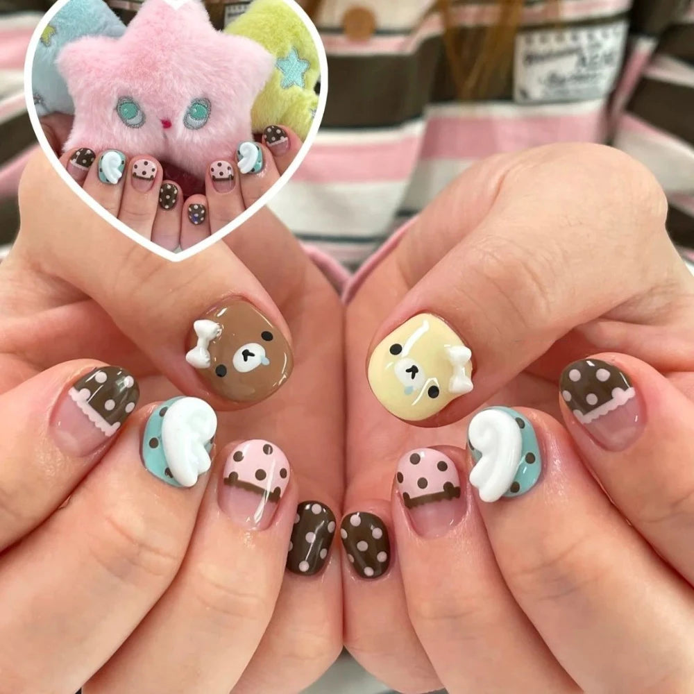Kawaii Rilakkuma Bear Press-On Nails