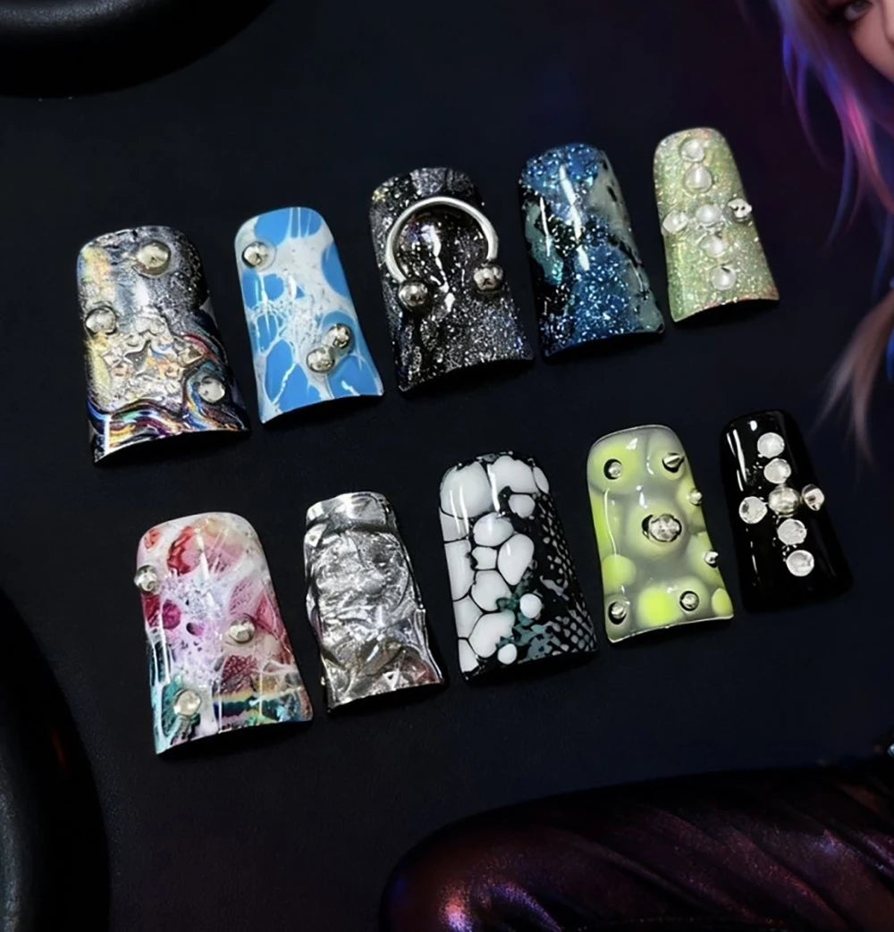 Punk Spike Long Stiletto Press-On Nails
