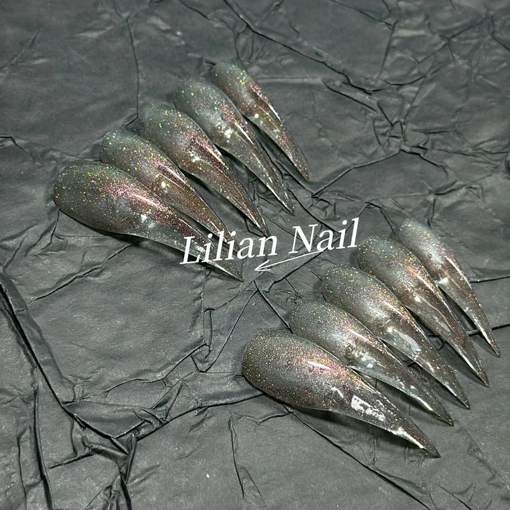 Marble Glitter Stiletto Press-On Nails