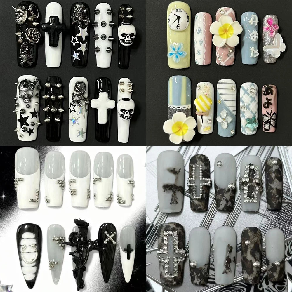 Gothic Cross & Skull Press-On Nails