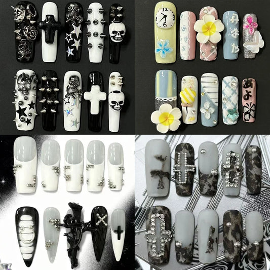 Gothic Cross & Skull Press-On Nails