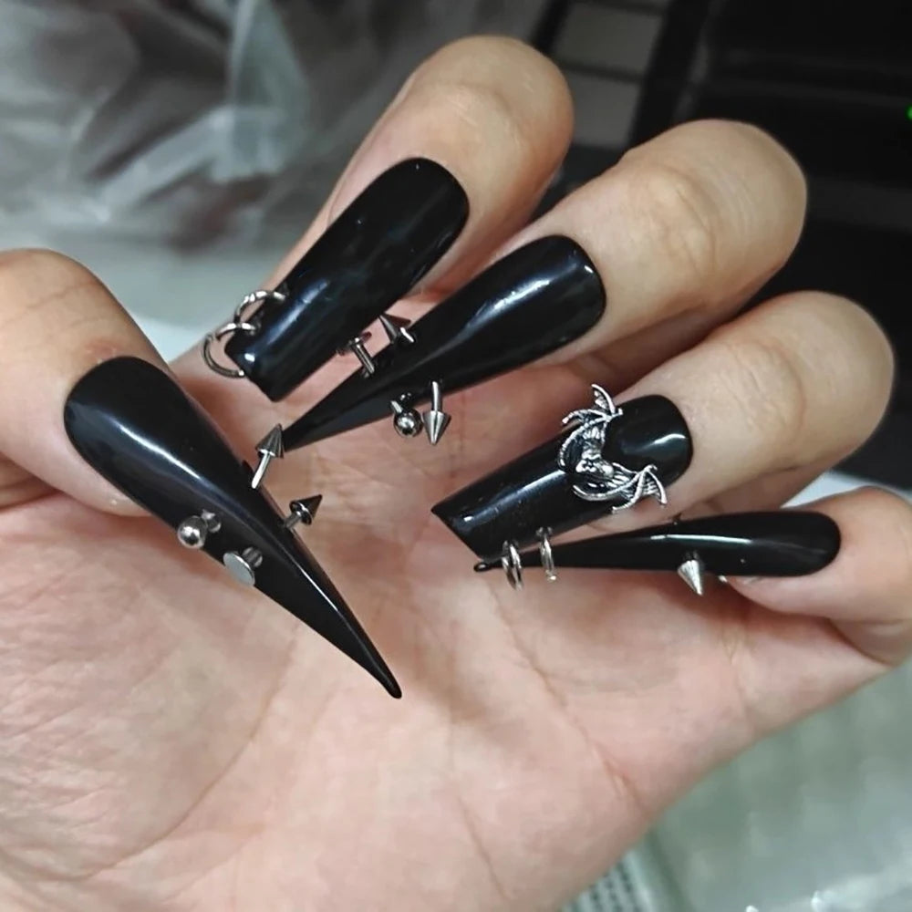Gothic Cross & Skull Press-On Nails