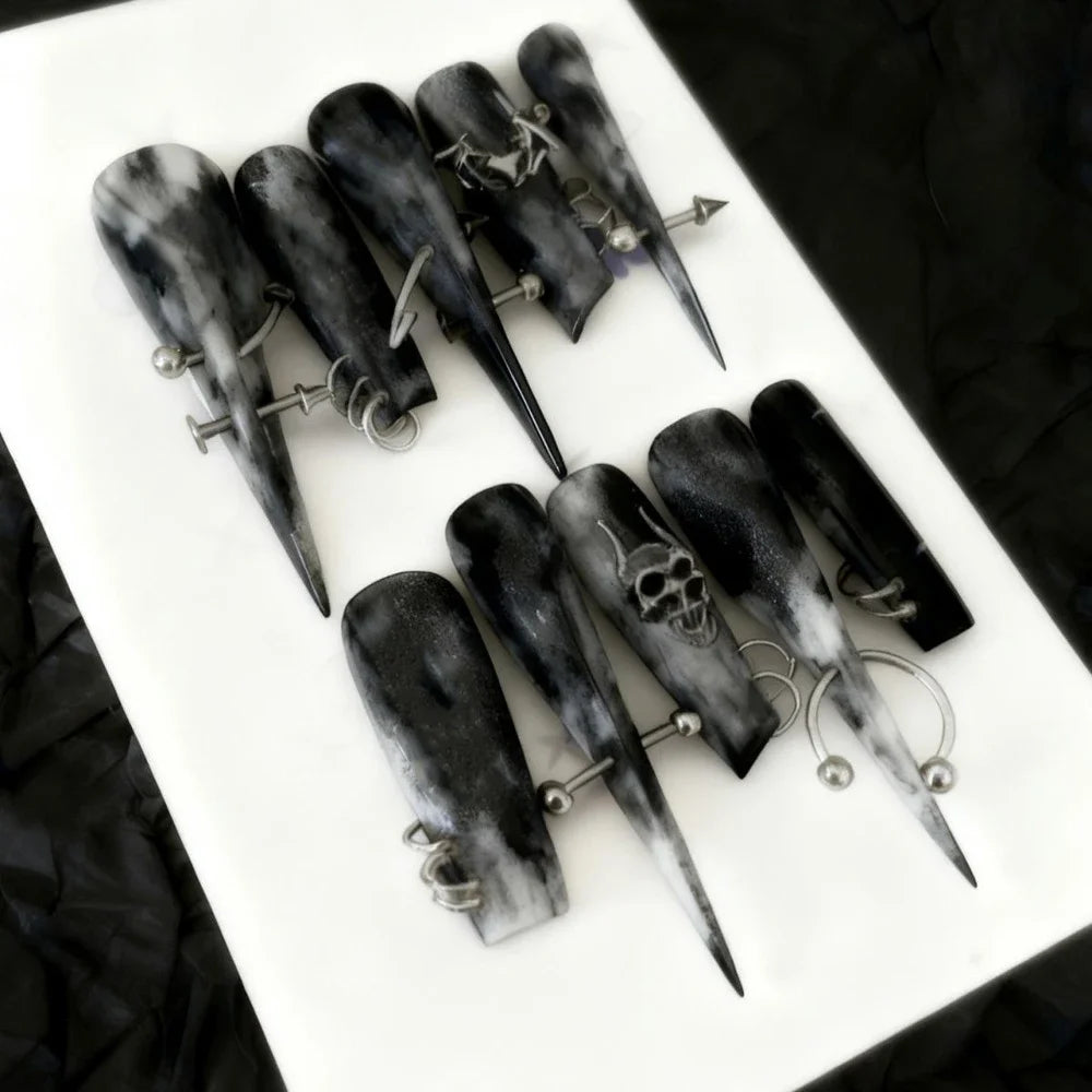 Chain & Spike Gothic Stiletto Press-On Nails