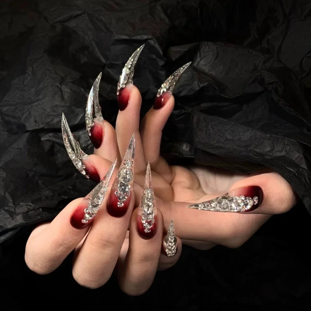 Bridal Rhinestone Stiletto Press-On Nails