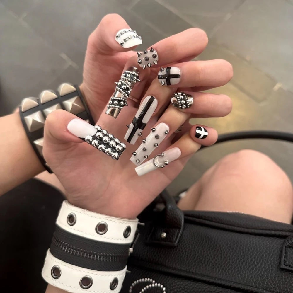 Gothic Cross & Skull Press-On Nails