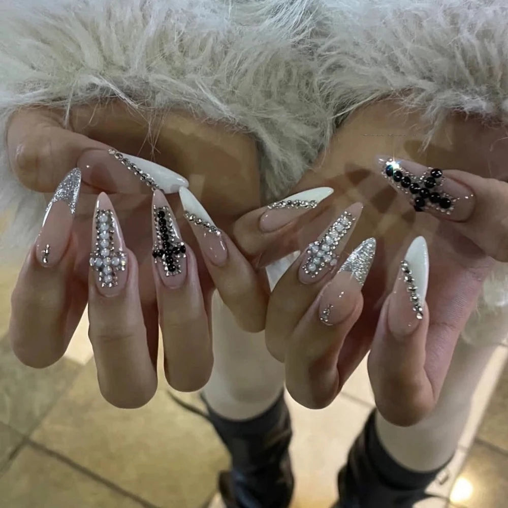 Gothic Cross & Skull Press-On Nails
