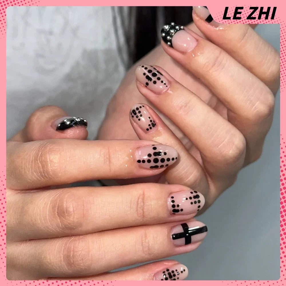 Gothic Black & White Stiletto Press-On Nails