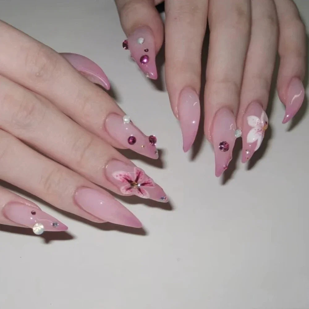 Bridal Rhinestone Stiletto Press-On Nails