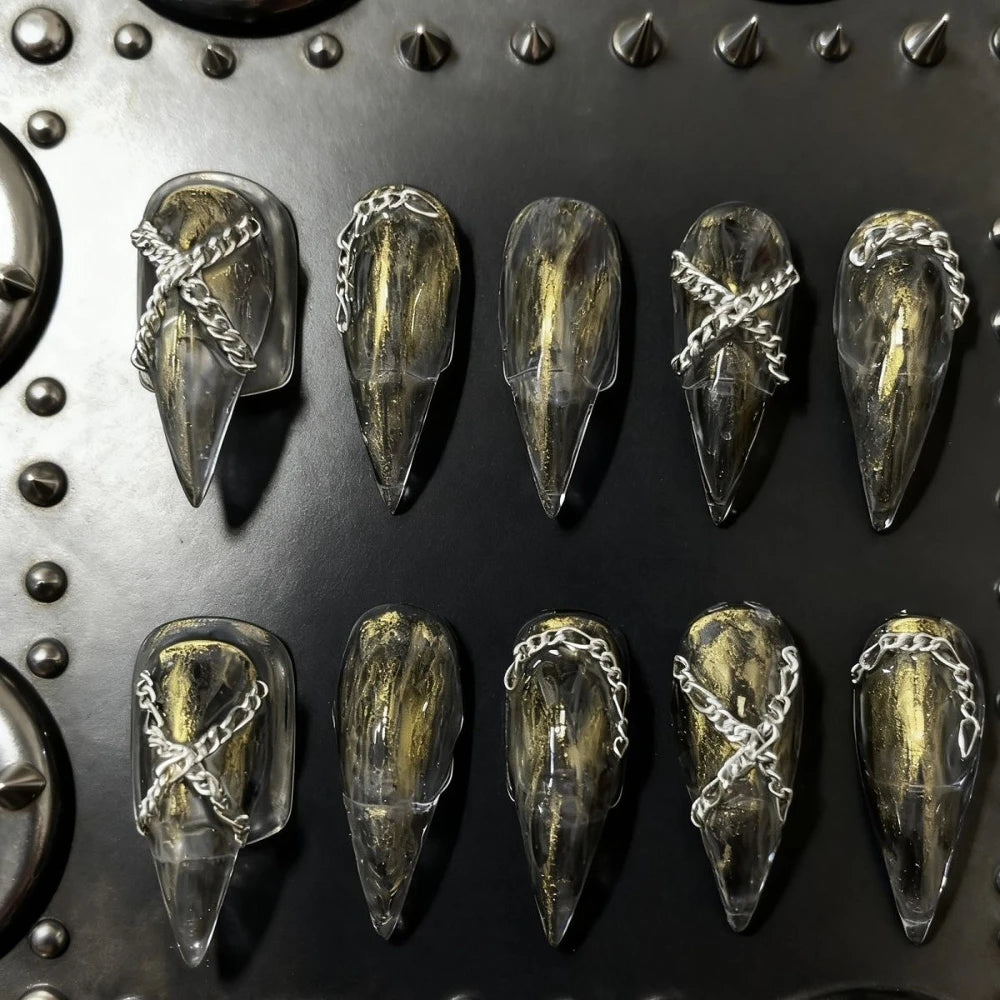 Punk Spike Long Stiletto Press-On Nails