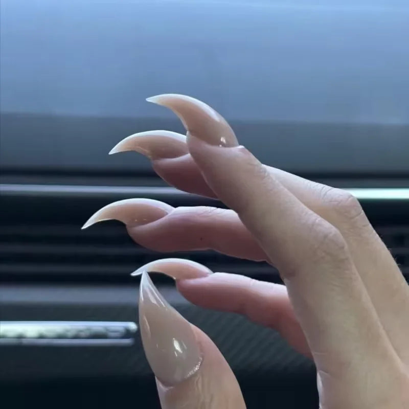 Sheer Nude Long Stiletto Press-On Nails