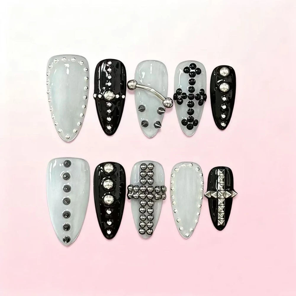 Gothic Cross & Skull Press-On Nails