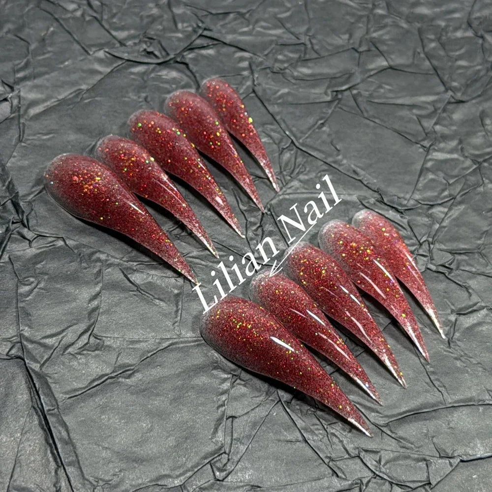 Marble Glitter Stiletto Press-On Nails
