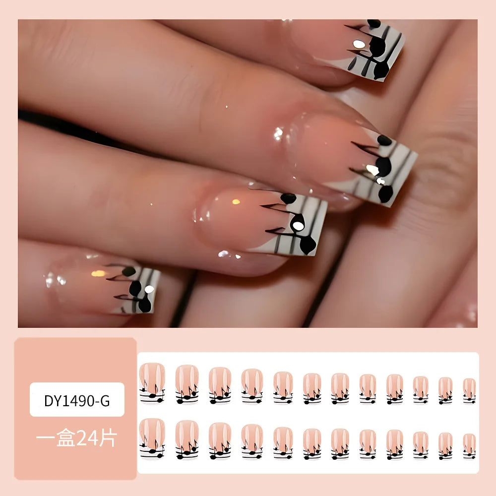 Musical Staff French Tip Press-On Nails