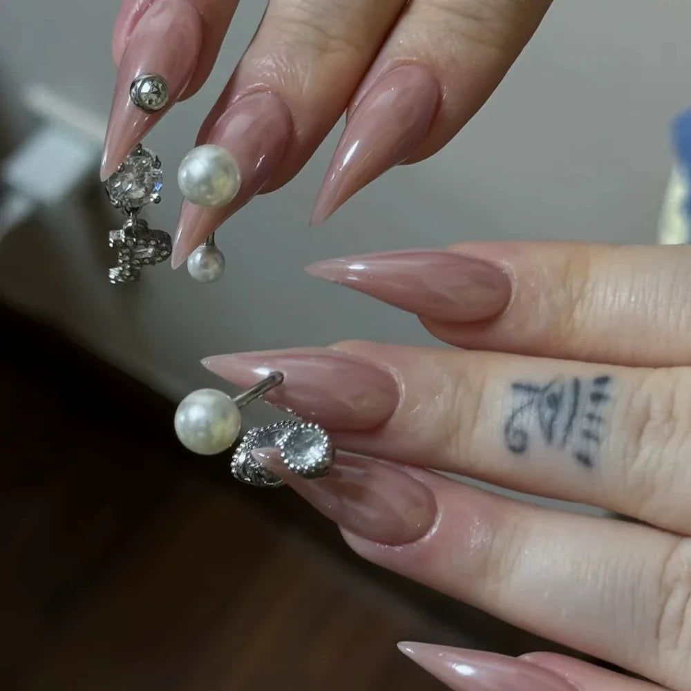 Bridal Rhinestone Stiletto Press-On Nails