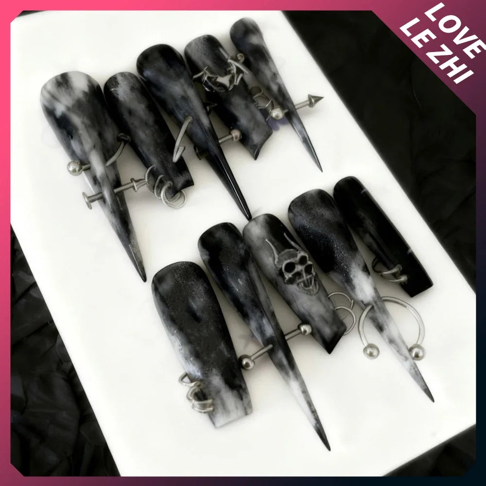 Chain & Spike Gothic Stiletto Press-On Nails