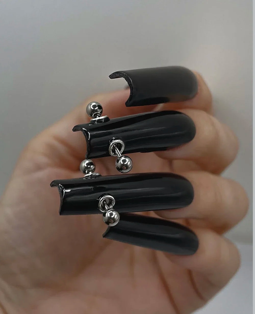 Gothic Black & White Stiletto Press-On Nails
