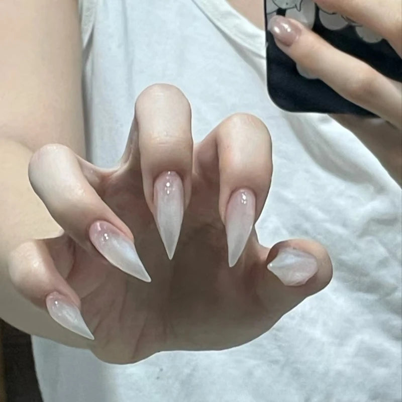 Sheer Nude Long Stiletto Press-On Nails