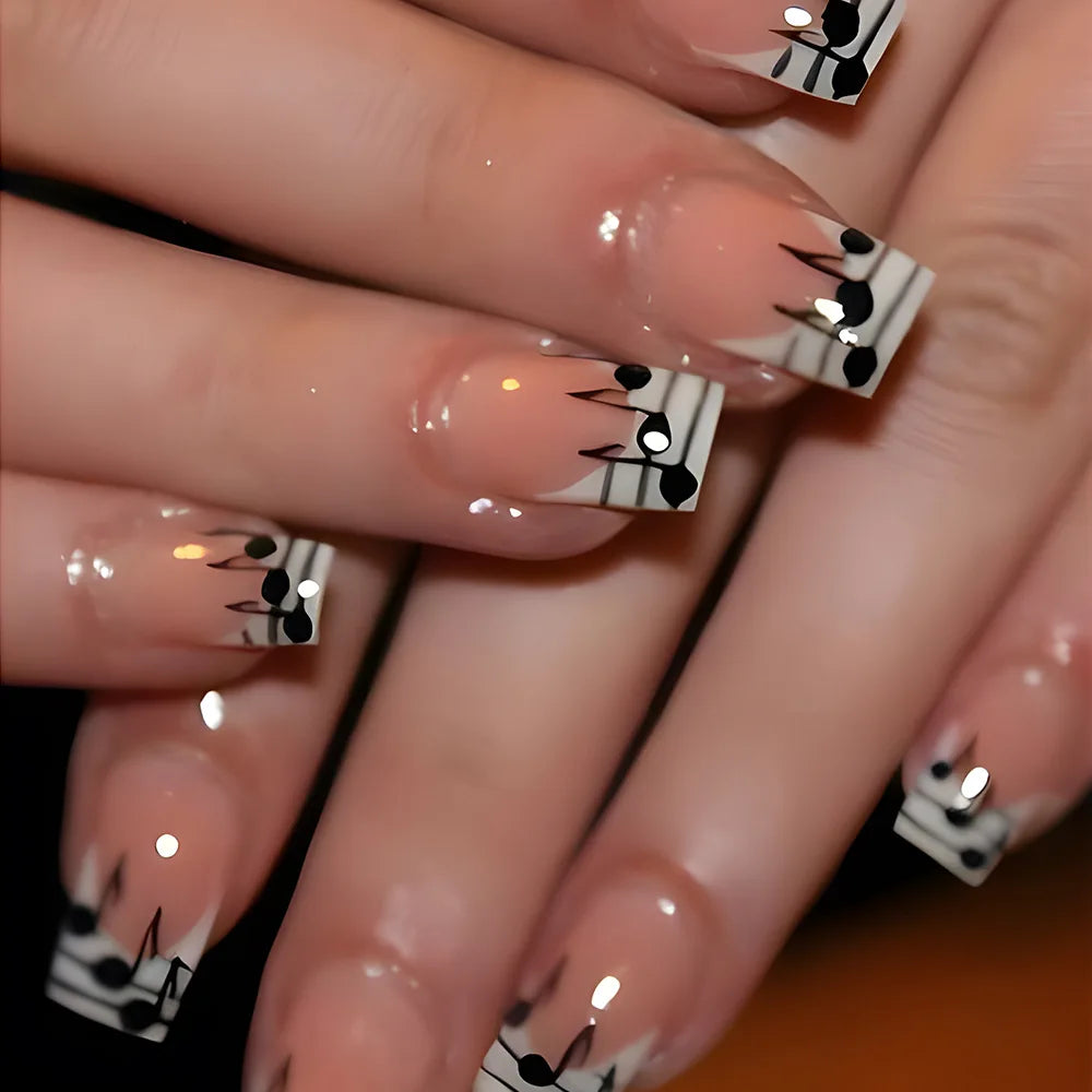 Musical Staff French Tip Press-On Nails