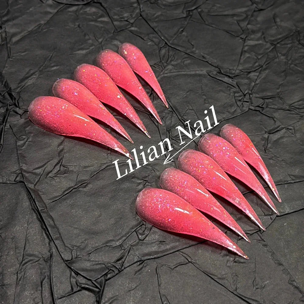 Marble Glitter Stiletto Press-On Nails