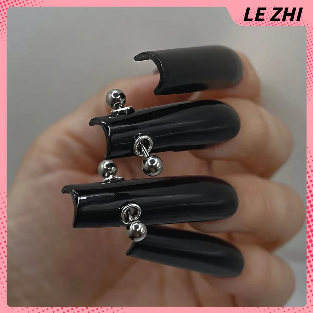 Gothic Black & White Stiletto Press-On Nails