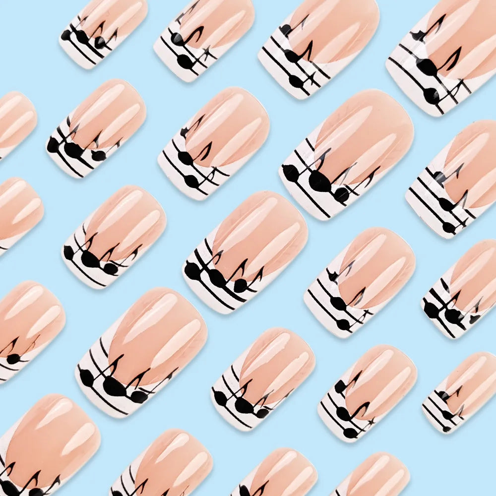 Musical Staff French Tip Press-On Nails