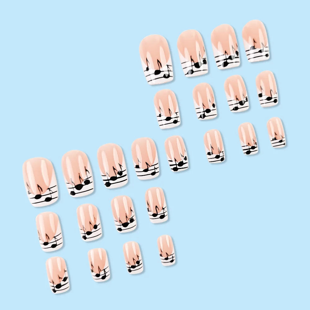 Musical Staff French Tip Press-On Nails