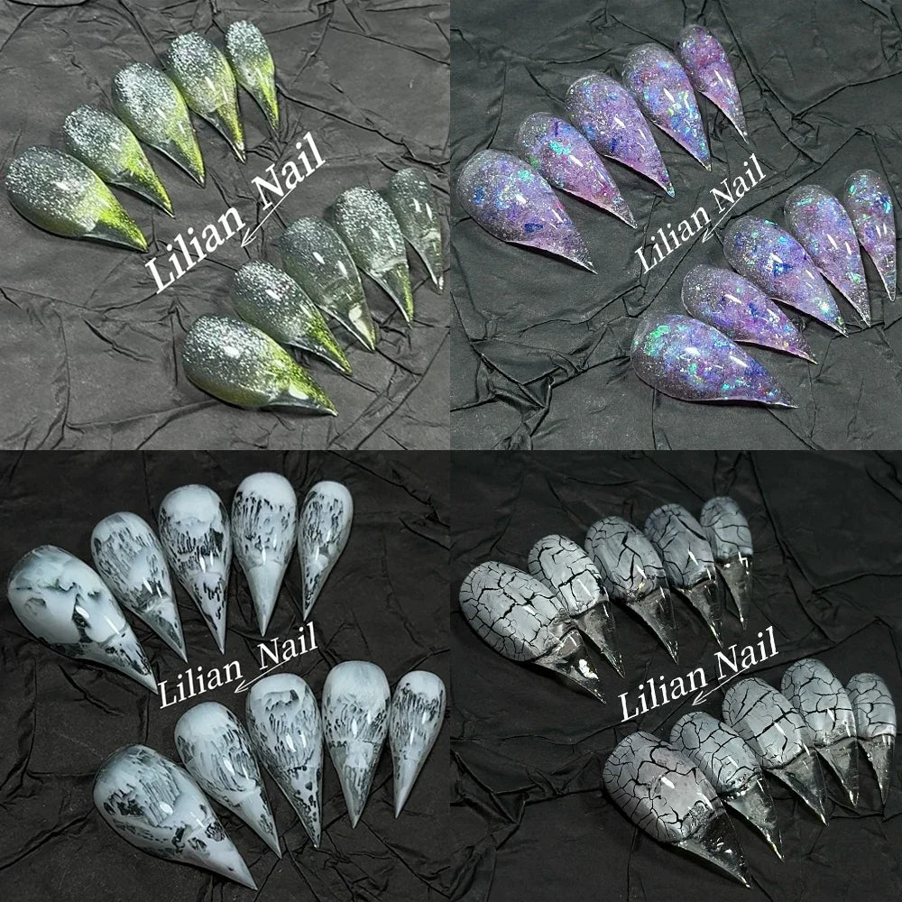 Marble Glitter Stiletto Press-On Nails